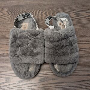 UGG Gray Fluffy Yeah Slide Slippers 6